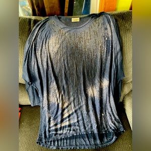 Vocal 3xl blue studded embellished top tunic 3x dolman xxxl